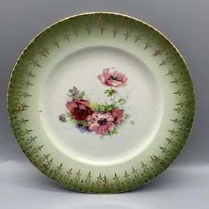Vintage French Saxon China Salad Plate 22K Gold Trim with Pink Roses